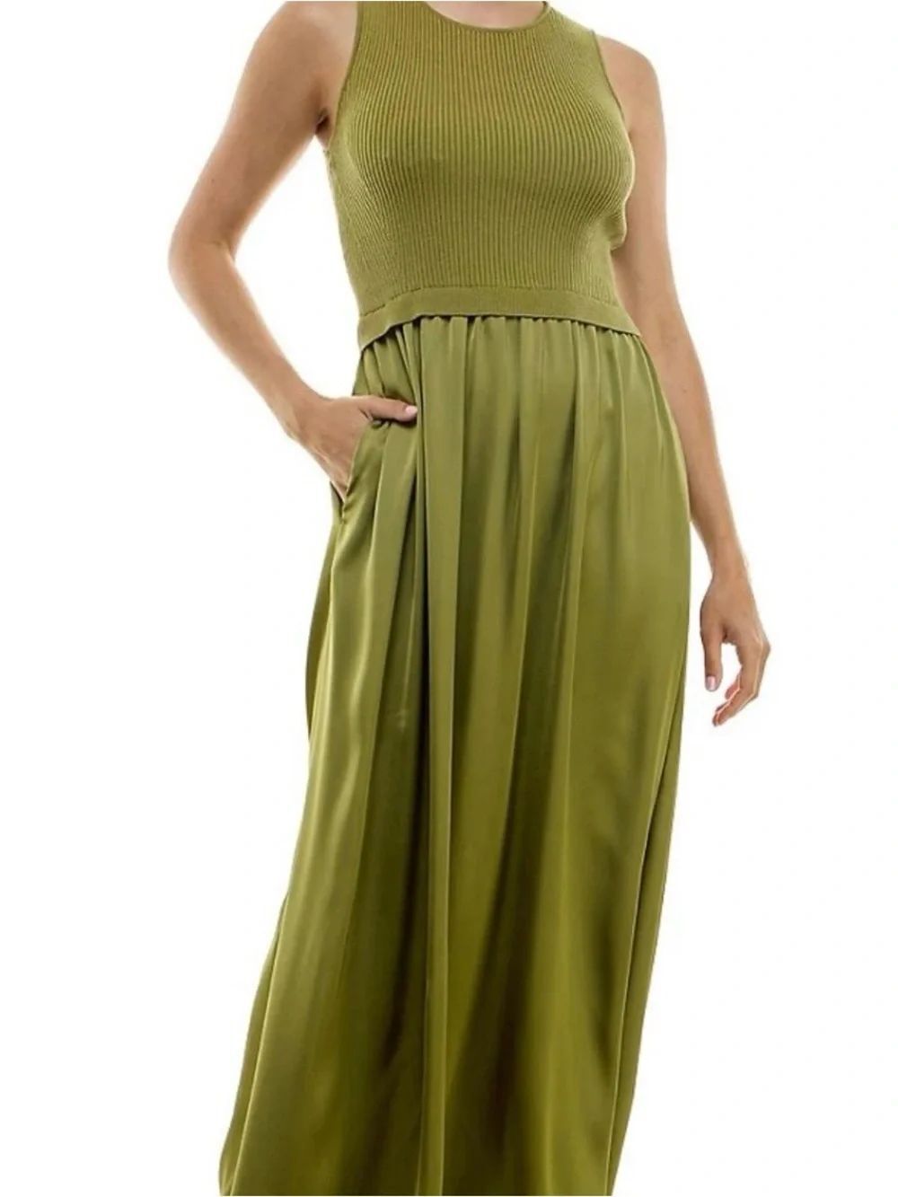 Taylor Green Ribbed Knit Tank Dress